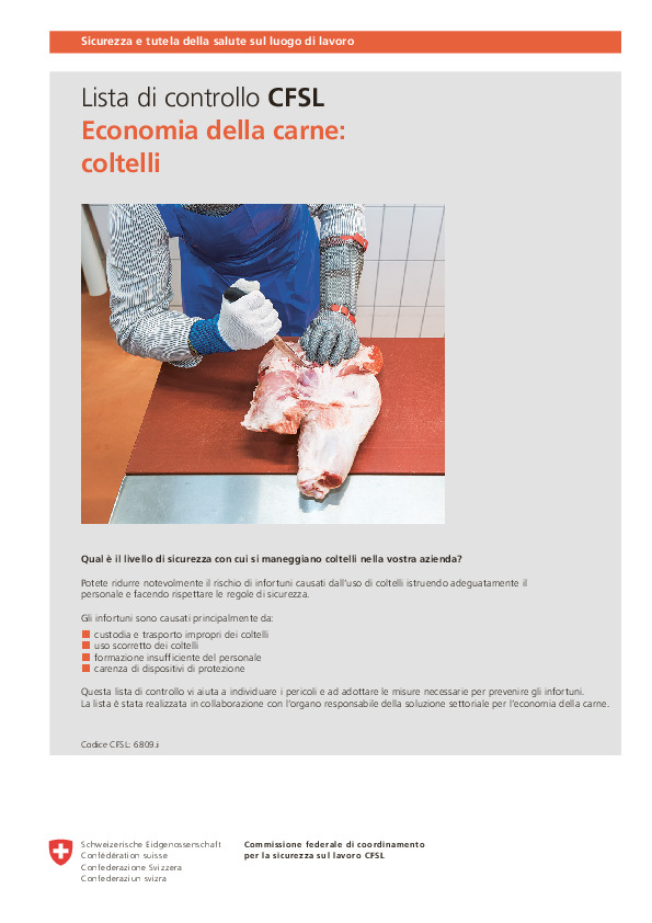 Lista di controllo CFSL: Economia della carne: coltelli
