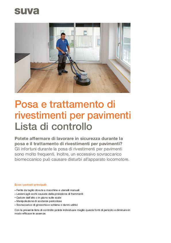 Lista di controllo Posa e trattamento di rivestimenti