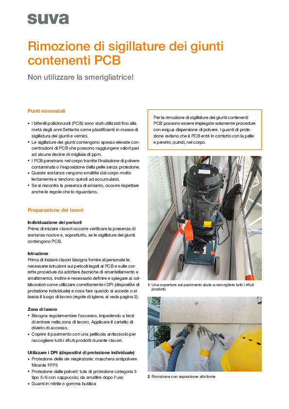 Rimozione di sigillature dei giunti contenenti PCB