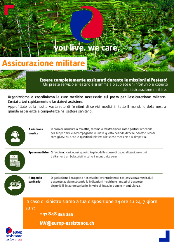 Assicurazione militare: malattia o infortunio all’estero