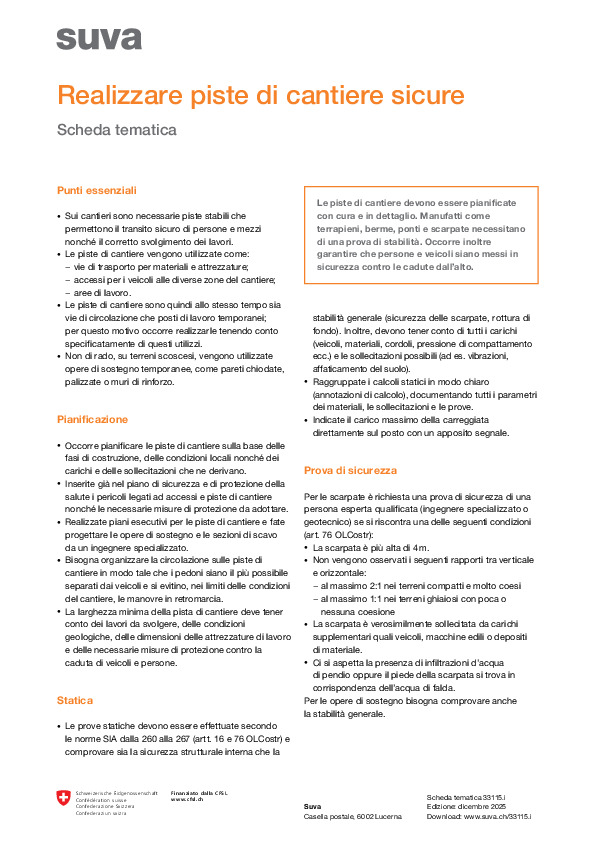 Realizzare piste di cantiere sicure