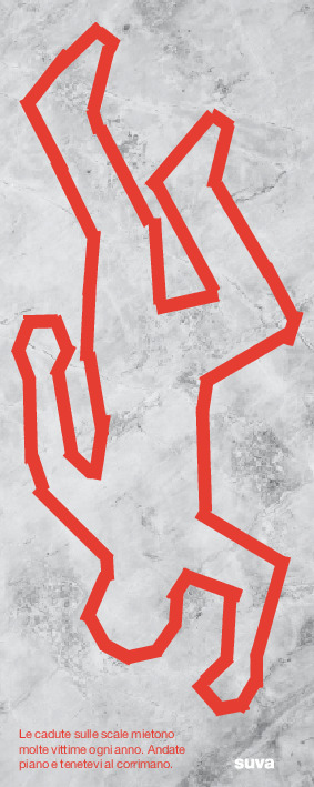 Sagoma infortunato sulle scale (autoadesivo, rosso)