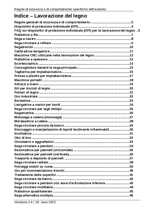 Regole di sicurezza nella lavorazione del legno