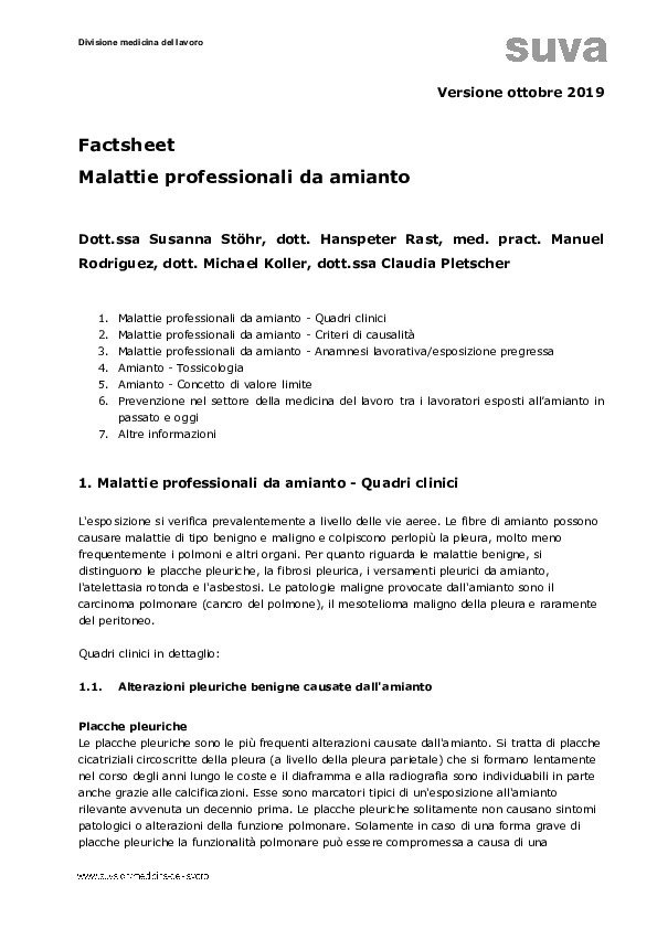 Medicina del lavoro: amianto e malattie professionali