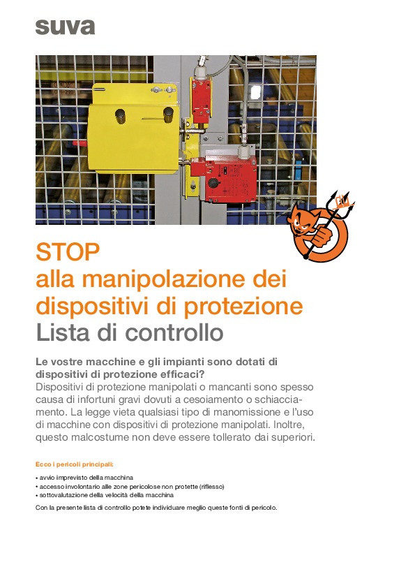 Check pericoli: manipolazioni di dispositivi di protez.