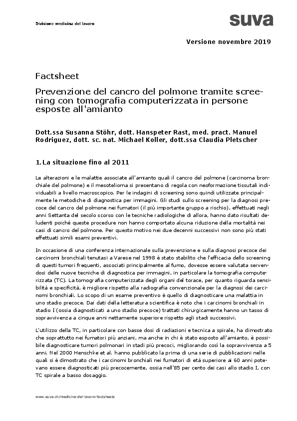 Cancro polmonare da amianto