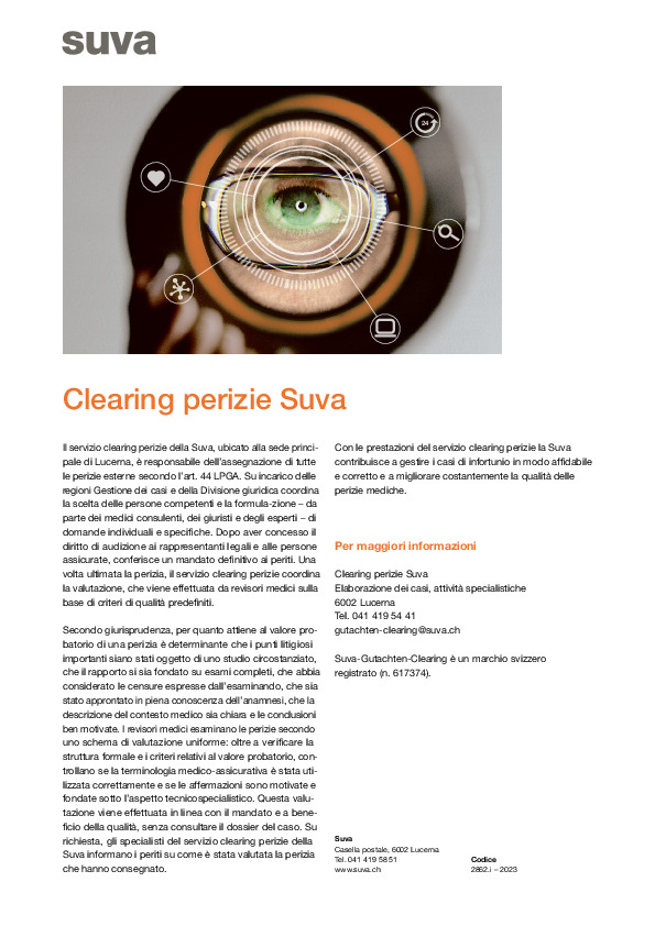 Perizie: Servizio clearing della Suva