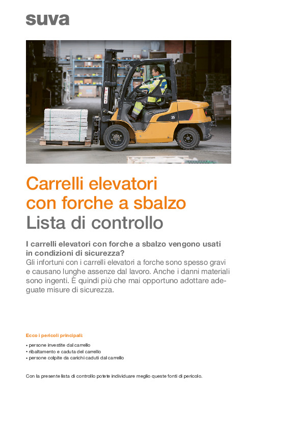 Lista: uso sicuro di carrelli elev. con forche a sbalzo