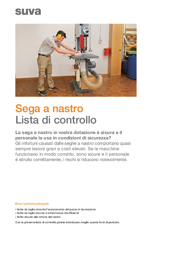 Lista di controllo sega a nastro: regole di sicurezza