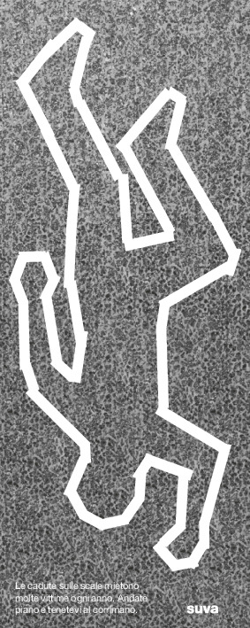 Sagoma infortunato sulle scale (autoadesivo, bianco)