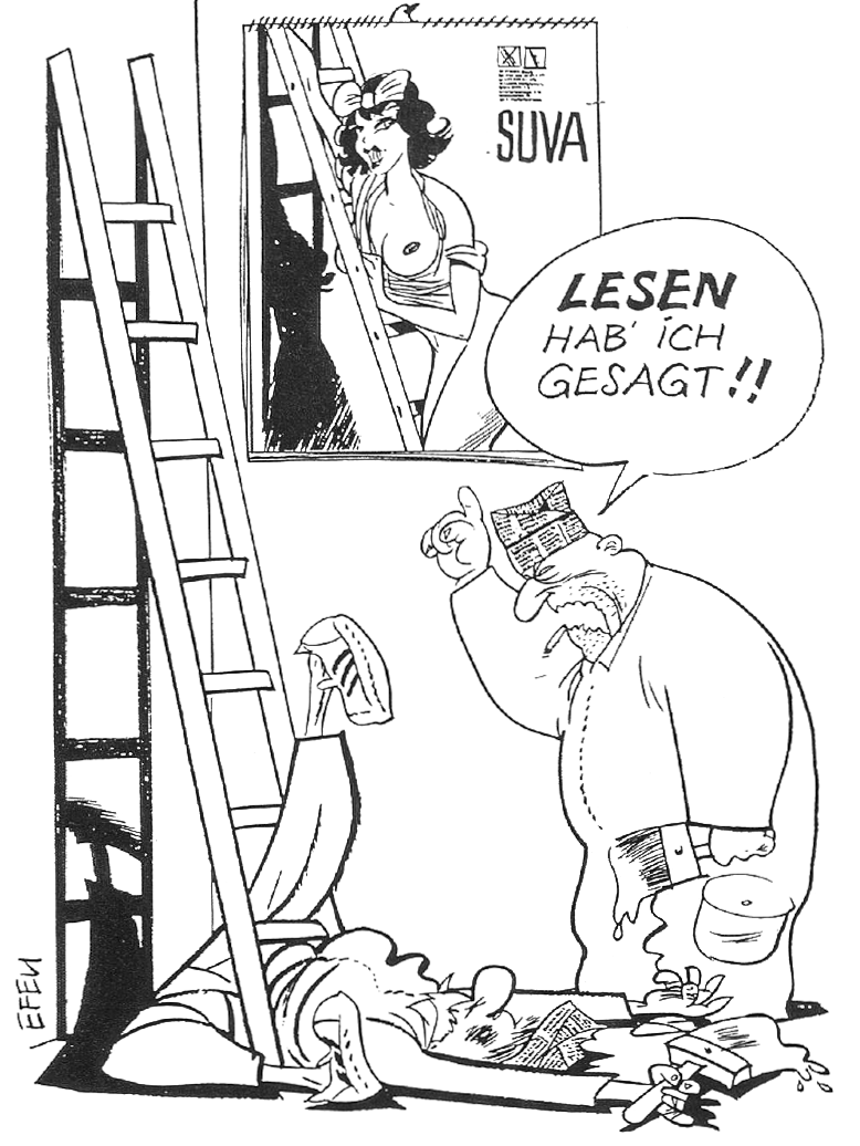Nebelspalter, numero 23, 1988: calendario della Suva per le baracche da cantiere