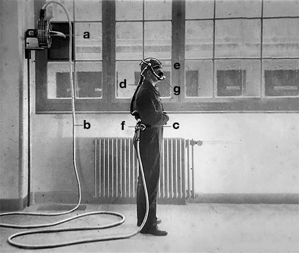 Casco a immissione di aria fresca della Suva, 1935